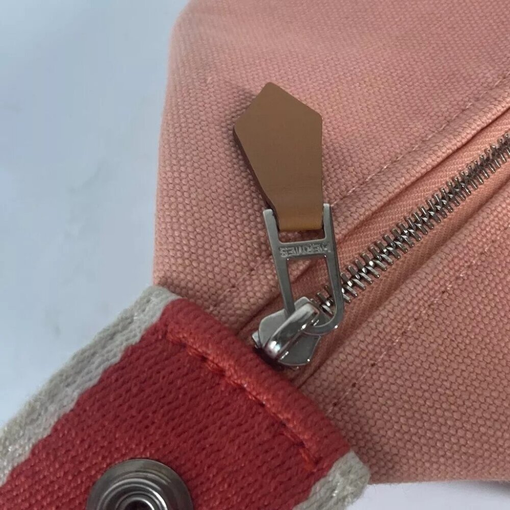 HERMES Bridua Black GM bag vanity bag pouch Hand Bag Canvas pink - Picture 15 of 16